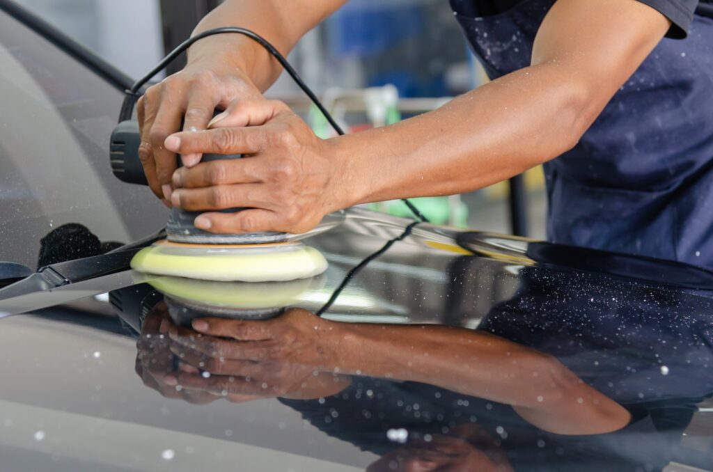 Apply polish to your car and begin Buffing